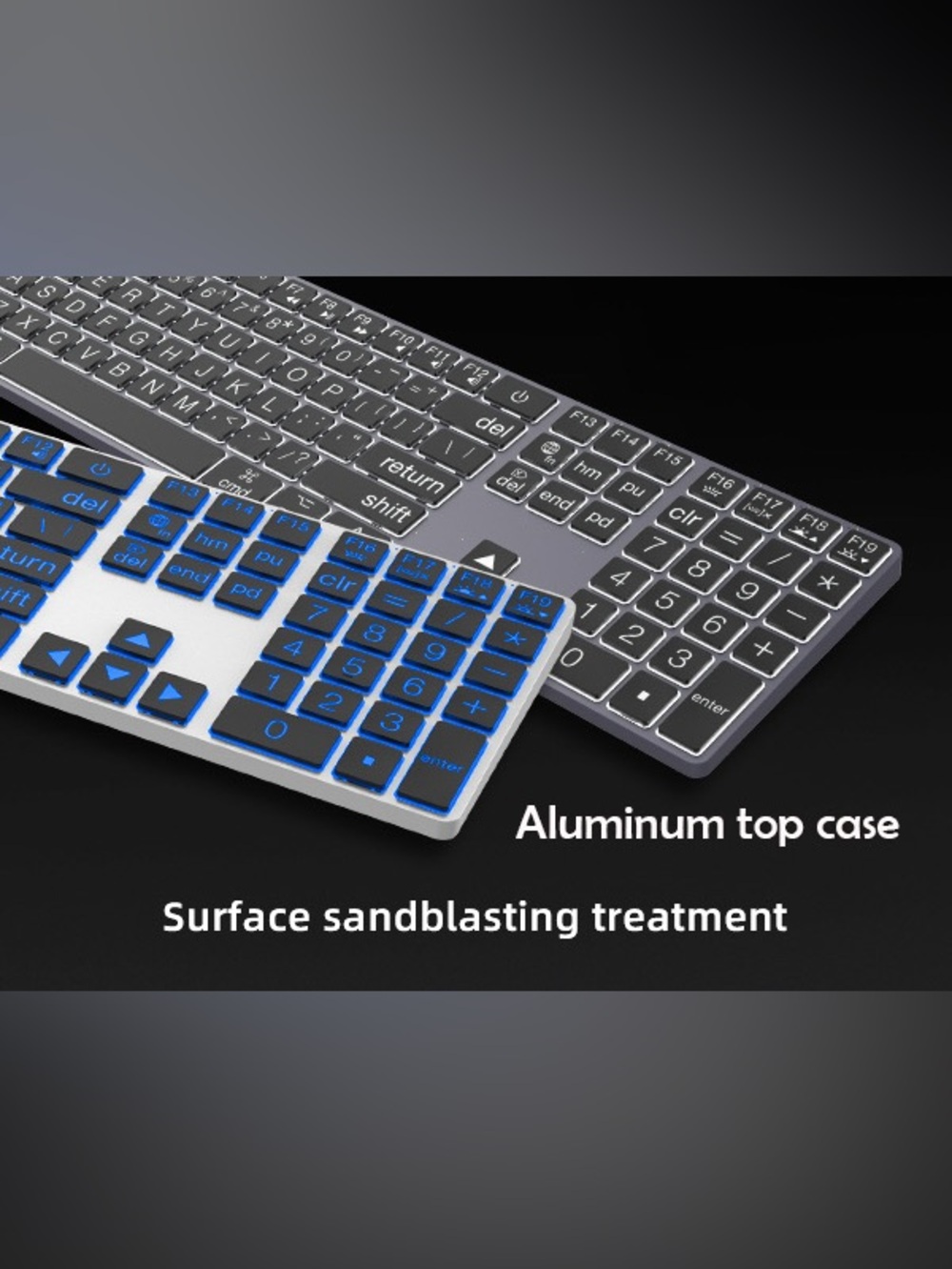 POWZAN Large Print Aluminum Bluetooth Keyboard for Mac / Ipad - 7 Backlit colors - Picture 10 of 16